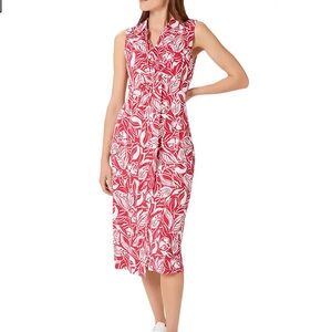 Hobbs London Nadia Jersey Midi Dress Size 4 Women Preppy Sleeveless Stretch